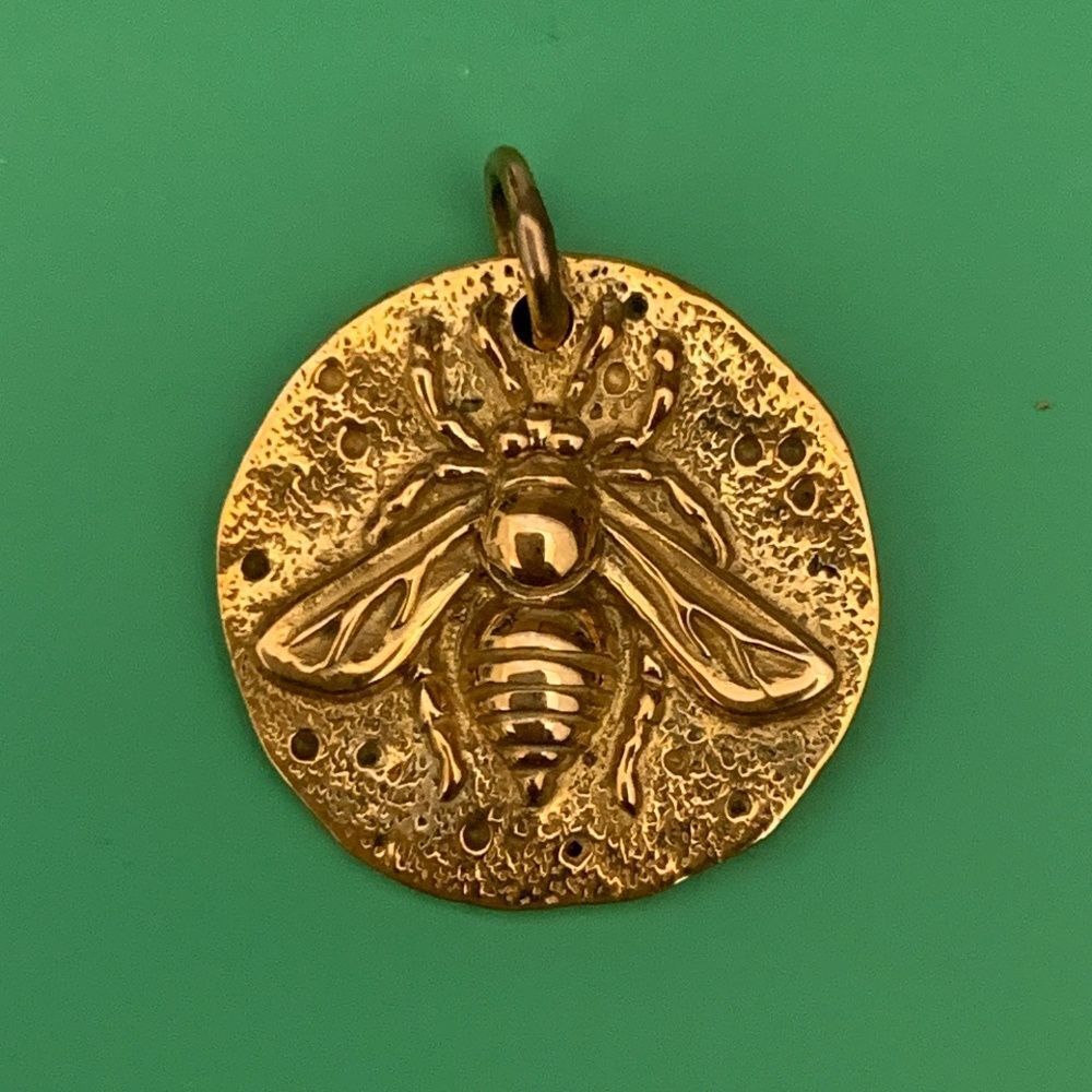 Bronze Bee Ancient looking Coin Charm #garden #bee #nature
